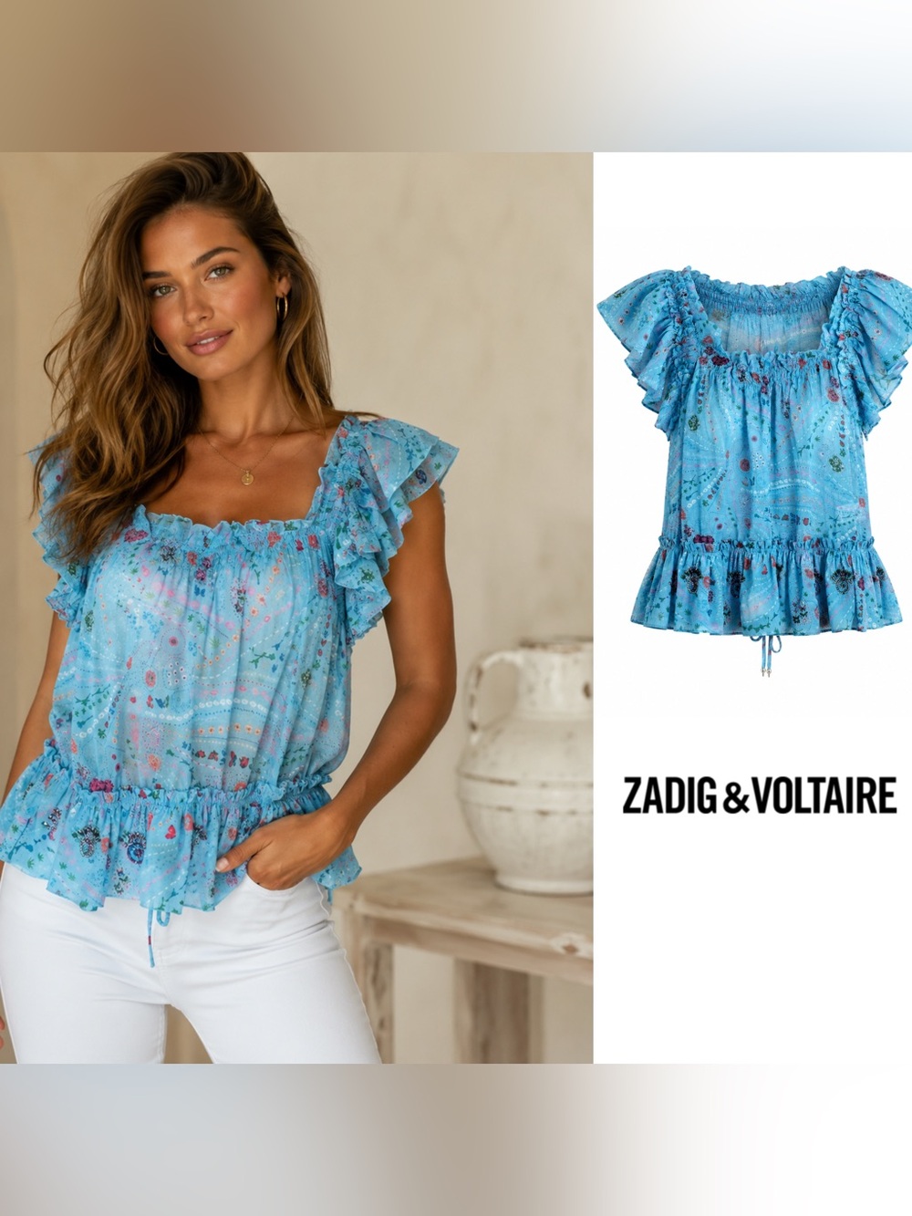 NEW Zadig & Voltaire Psyche Tutti floral blouse